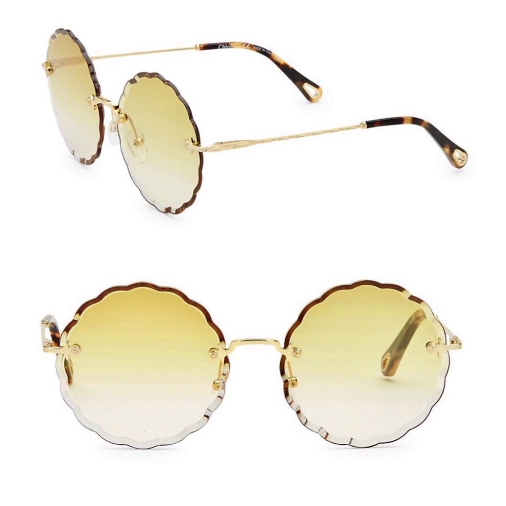 Chloe Rosie Round Scallop Rimless Sunglasses